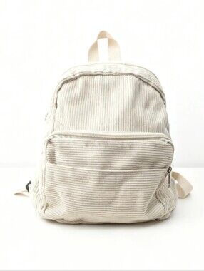 Canvas Corduroy Cream Backpack - Unbranded